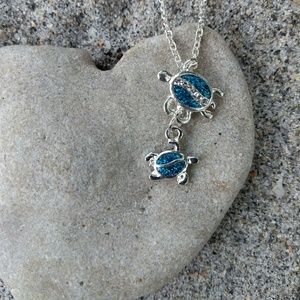 Cz Momma Baby Turtle Necklace